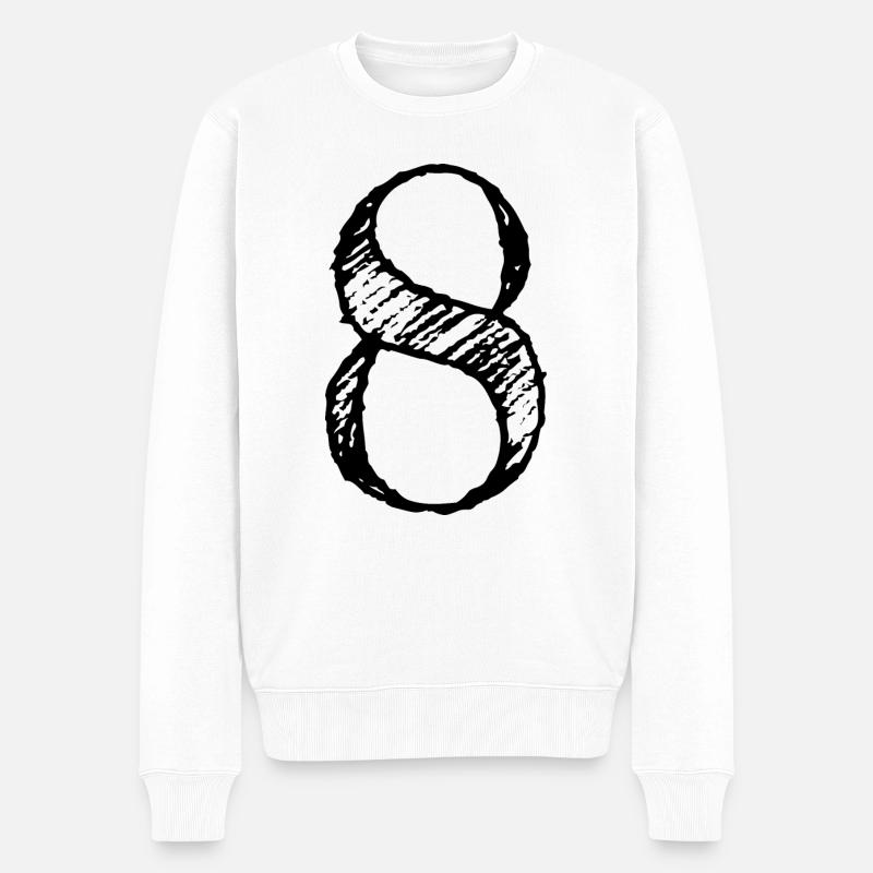 Chiffre 8 huit - Numéro 8 (hand-drawn) - Pull Premium bio Homme - blanc