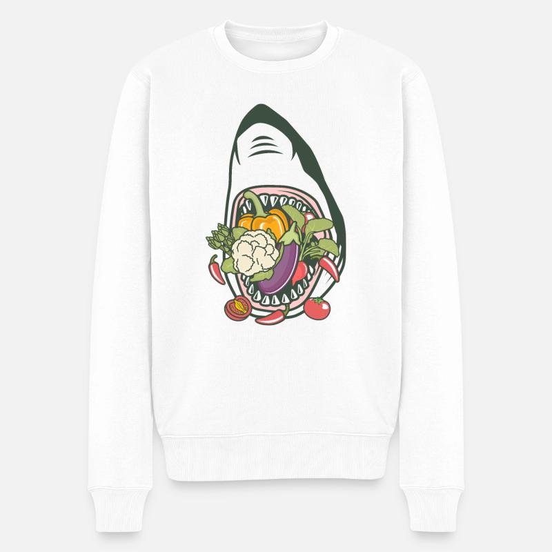 Hai Gemüse - Männer Premium Bio Pullover - Weiß