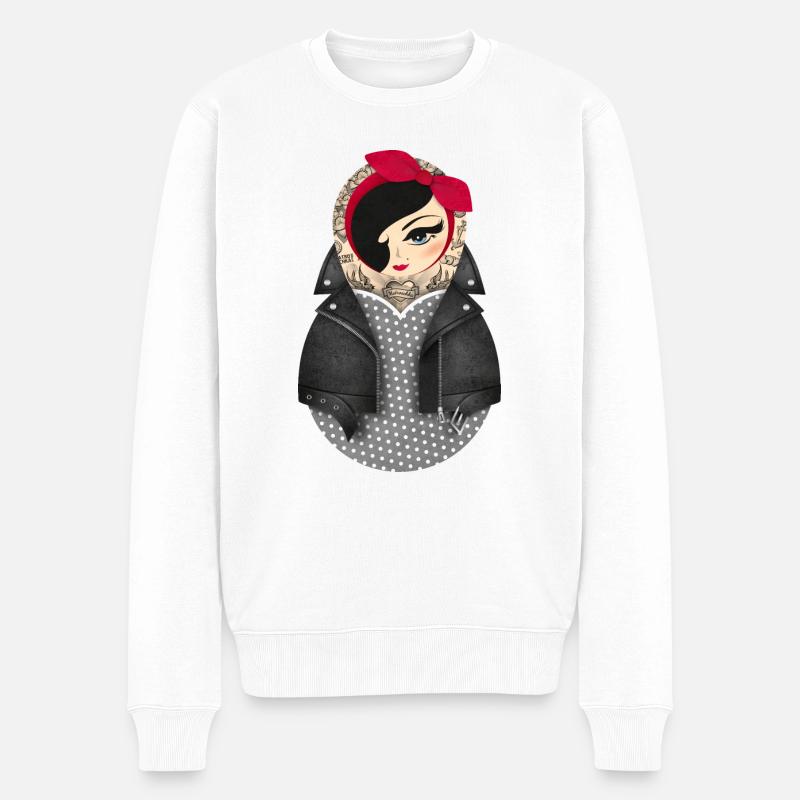 Matroschka Jayne - Männer Premium Bio Pullover - Weiß