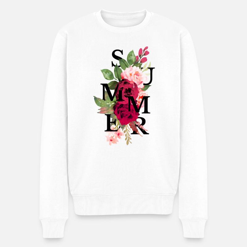 Summer flower - Pull Premium bio Homme - blanc