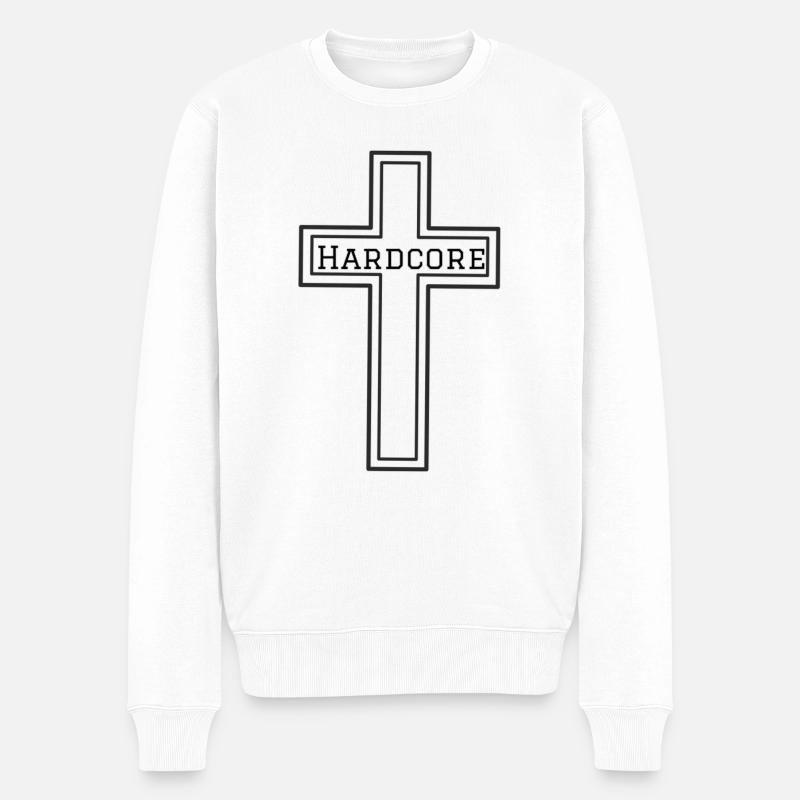 Hardcore kreuz - Männer Premium Bio Pullover - Weiß