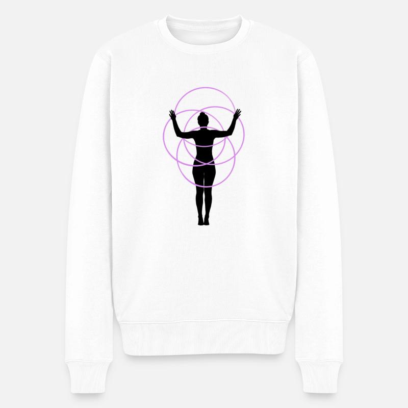 Hulahoop Silhouette - Männer Premium Bio Pullover - Weiß