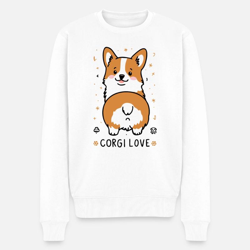 Corgi Liebe - Männer Premium Bio Pullover - Weiß