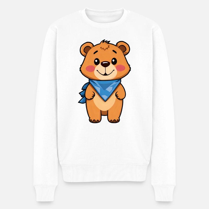 Stilvoller Teddybär - Männer Premium Bio Pullover - Weiß