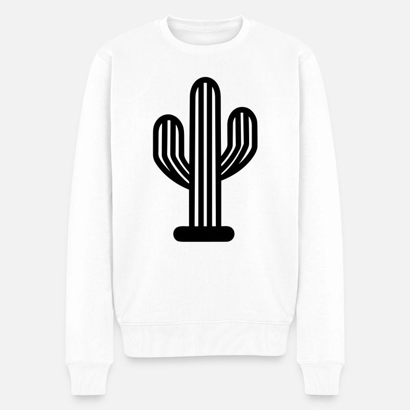 Kaktus - Männer Premium Bio Pullover - Weiß