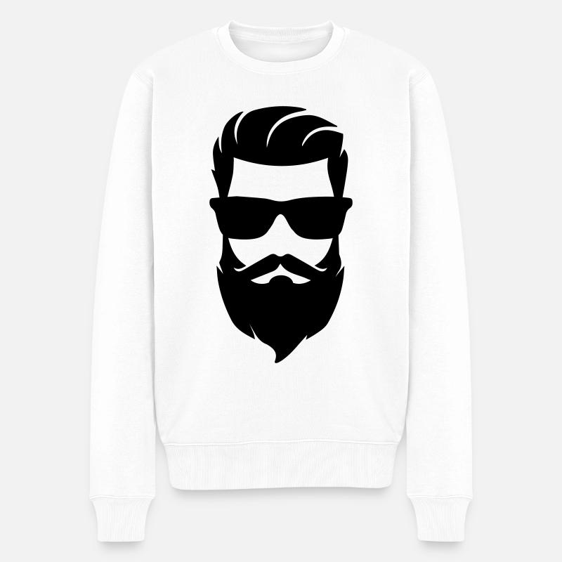 Gesicht bart symbol - Männer Premium Bio Pullover - Weiß