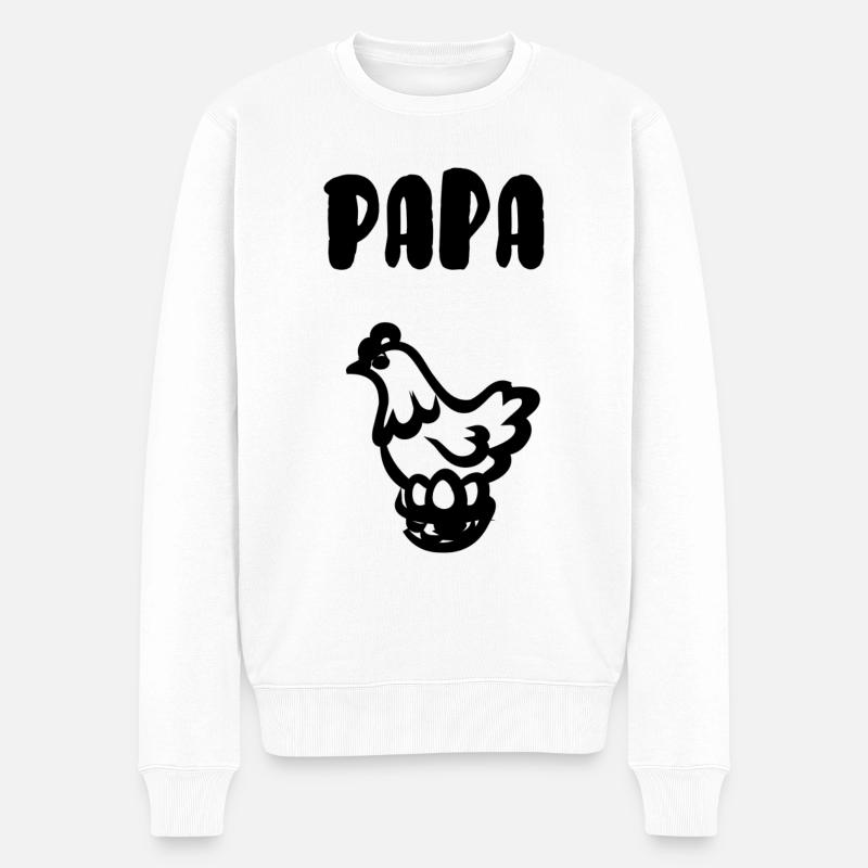 Papa Henne - Männer Premium Bio Pullover - Weiß