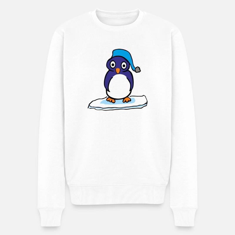 Cartoon Pinguin - Männer Premium Bio Pullover - Weiß