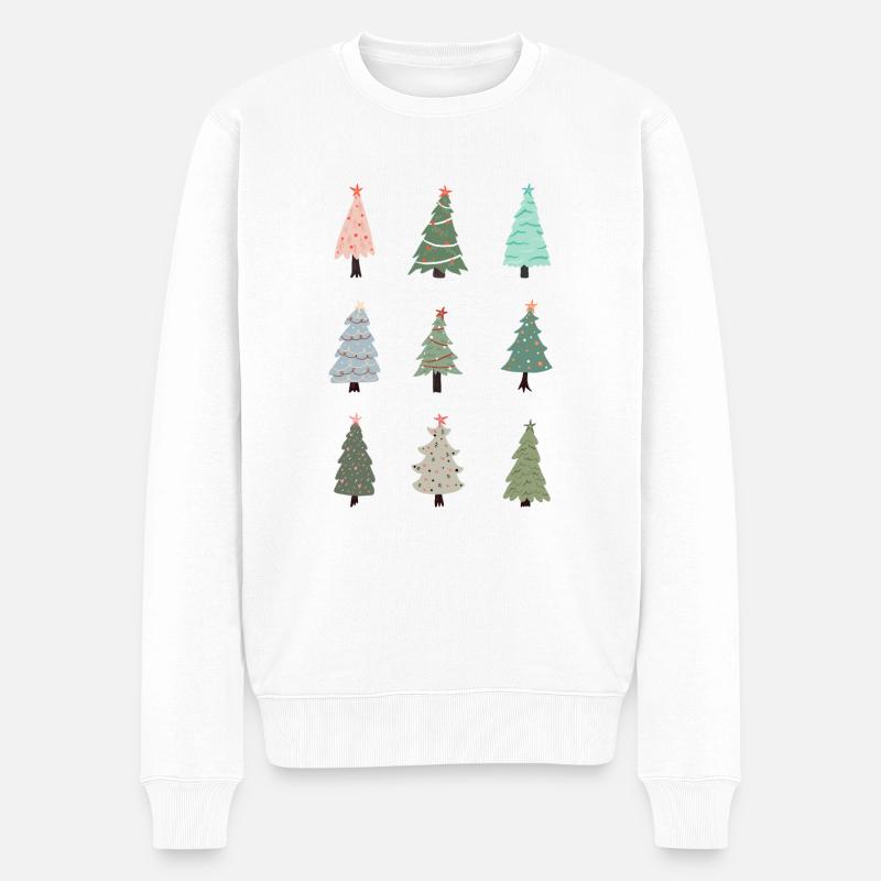 Weihnachtsbaum - Männer Premium Bio Pullover - Weiß