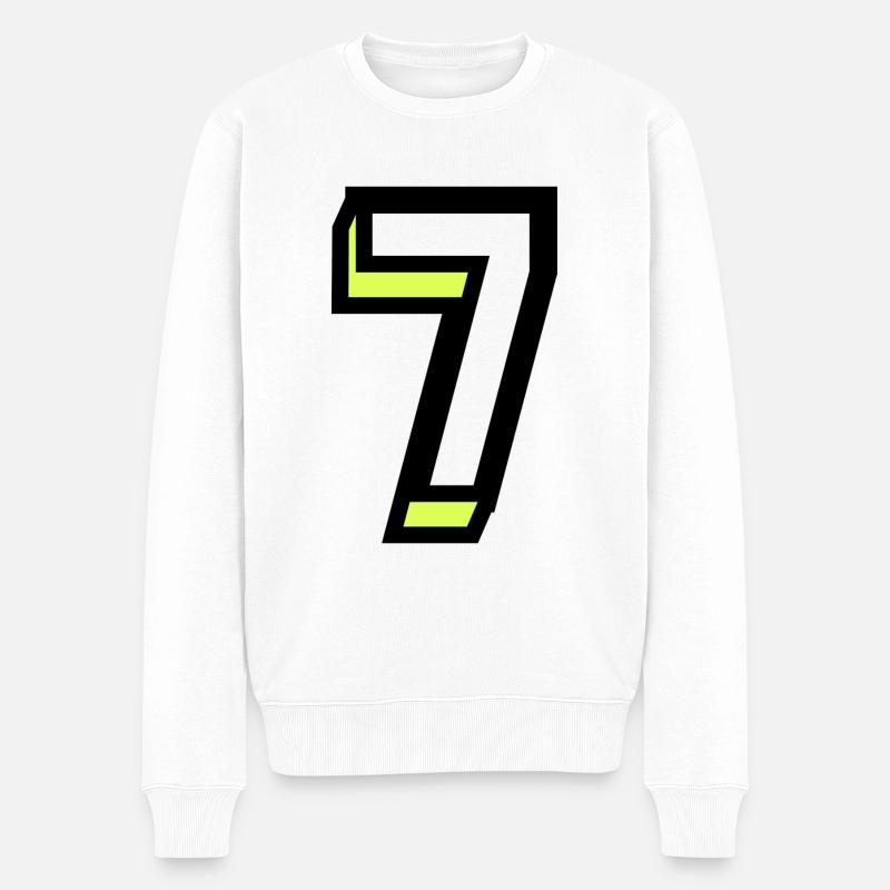 7 JAHRE. 7. JAHRESTAG. GEBURTSTAG 7 JAHRE. 7 - Männer Premium Bio Pullover - Weiß