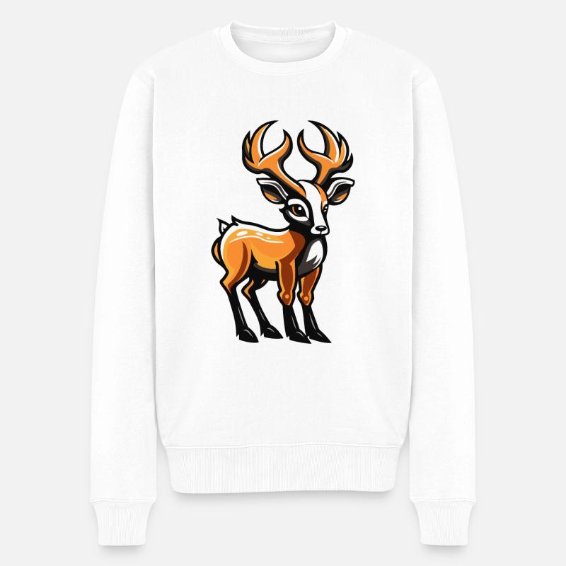 Bande dessinée de cerf - Pull Premium bio Homme - blanc