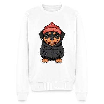 Rottweiler Hund Winter - Männer Premium Bio Pullover - Weiß - Vorne - Thijin (182cm)