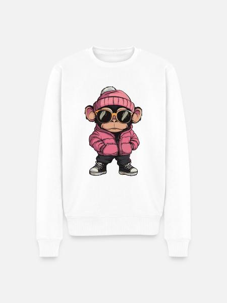 Monkey Cool Comic - Men's Premium Organic Jumper - white