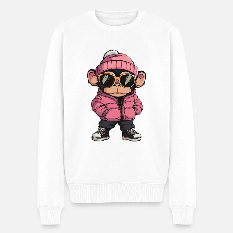 Monkey Cool Comic - Men's Premium Organic Jumper - white