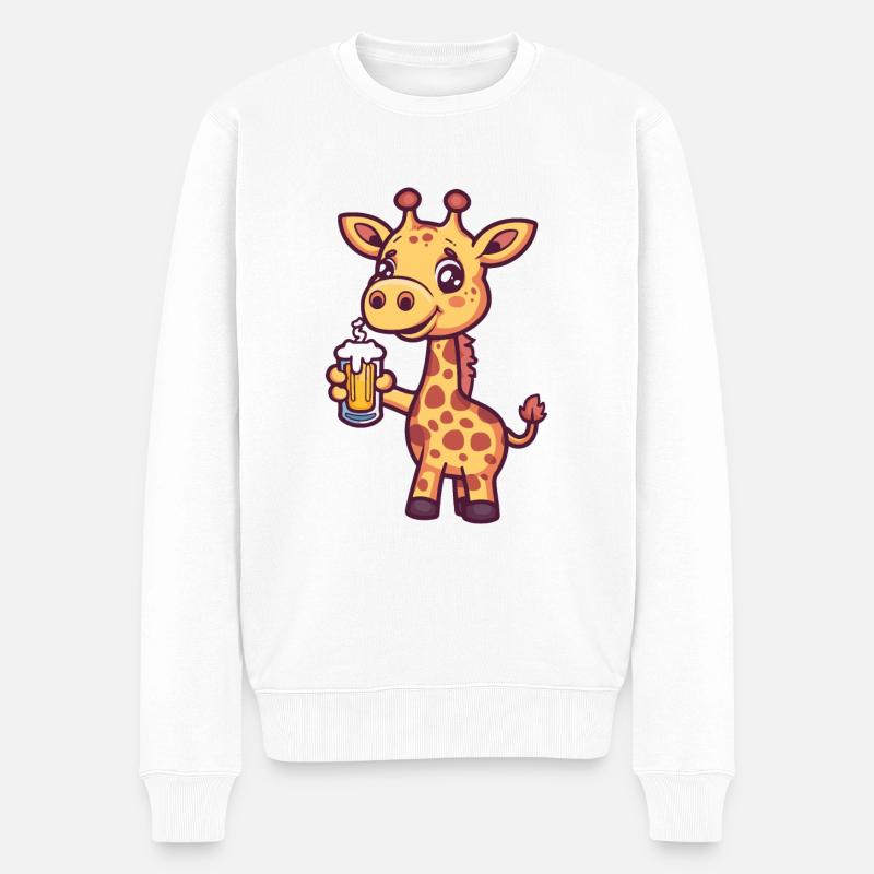 Giraffe Bier Comic Party - Männer Premium Bio Pullover - Weiß