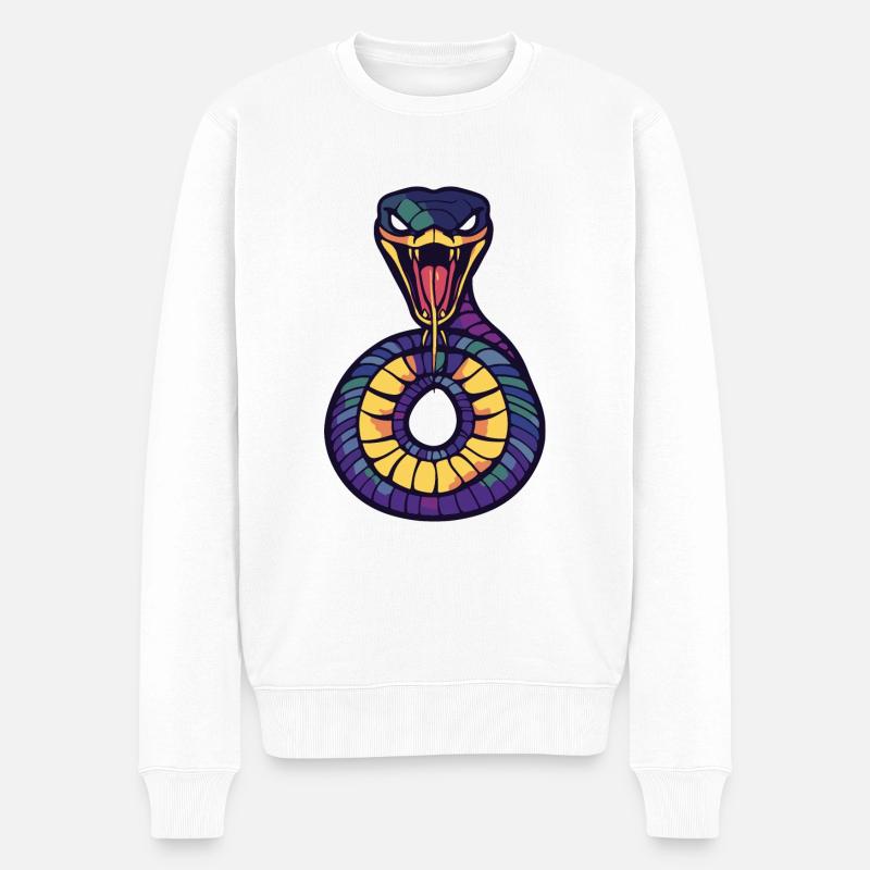 Serpent Cobra Halloween Bande Dessinée - Pull Premium bio Homme - blanc