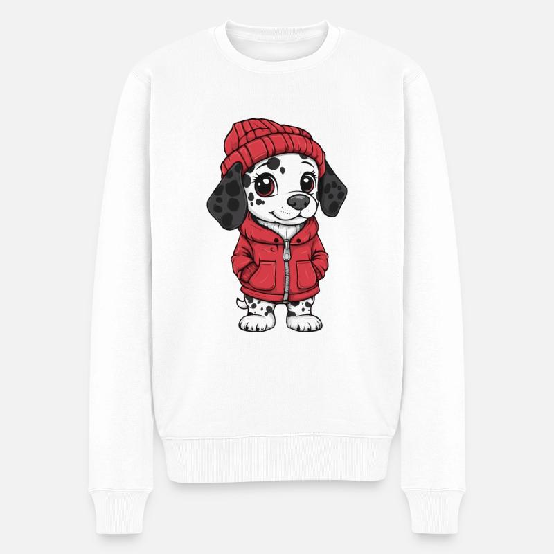 Dalmatiner Hund Winter - Männer Premium Bio Pullover - Weiß