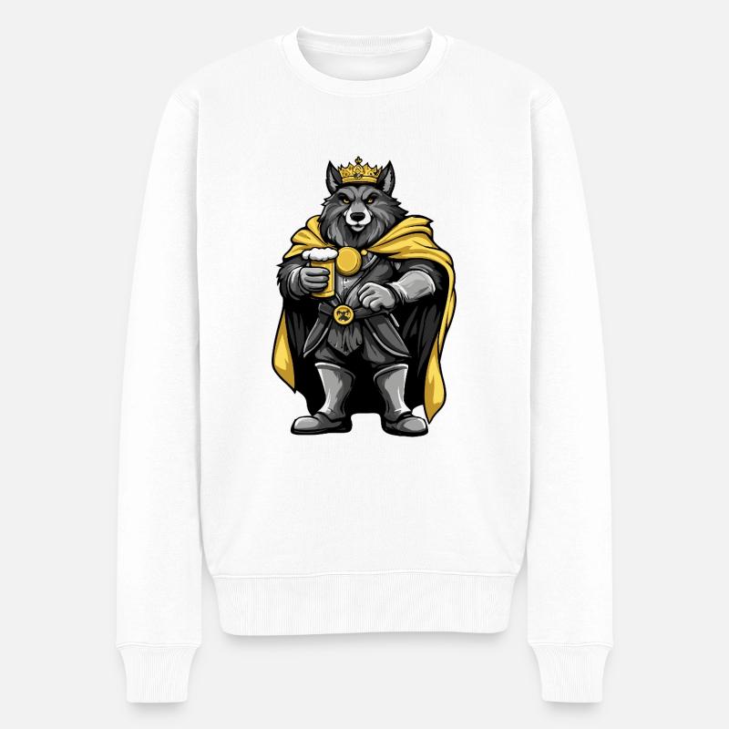 Wolf Bier Lustig - Männer Premium Bio Pullover - Weiß