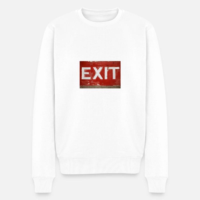 cooles exit shirt design rot - Männer Premium Bio Pullover - Weiß