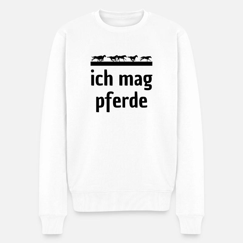 Ich mag Pferde - Männer Premium Bio Pullover - Weiß