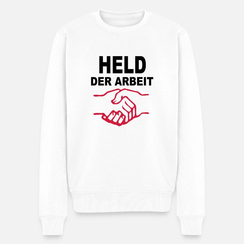 Held der Arbeit - Männer Premium Bio Pullover - Weiß