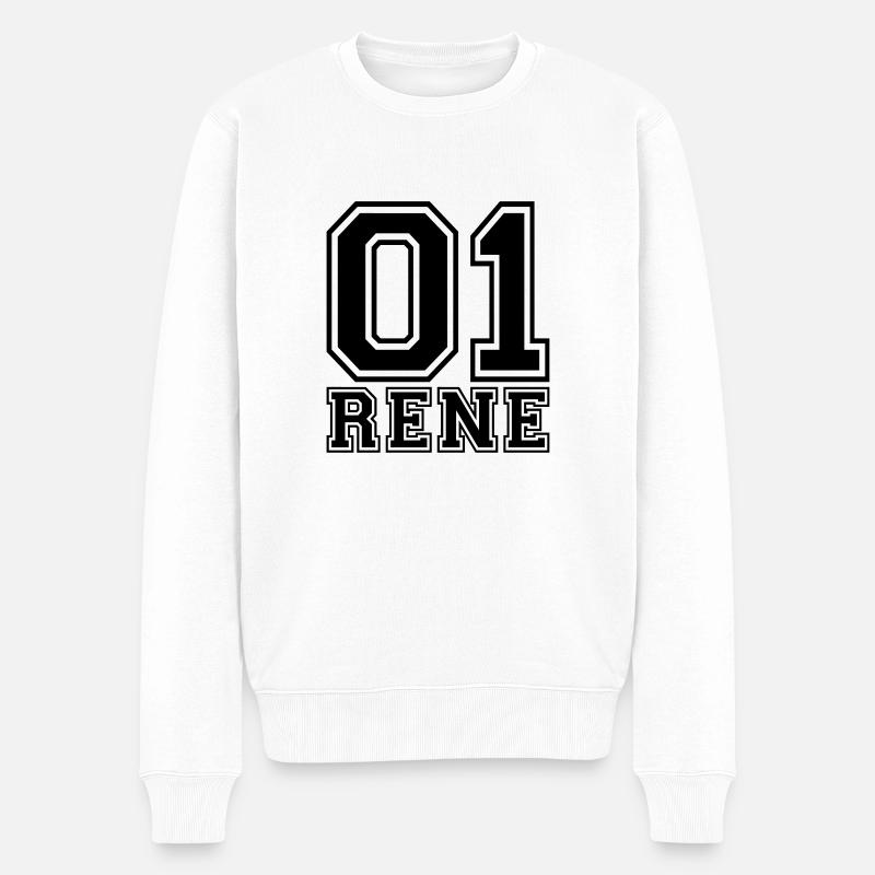 Rene - Name - Männer Premium Bio Pullover - Weiß