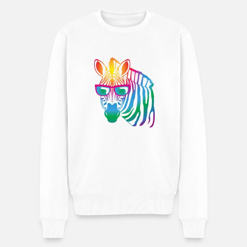 cool Zebra - Männer Premium Bio Pullover - Weiß