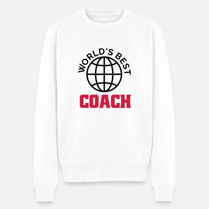 worlds best coach - Pull Premium bio Homme - blanc