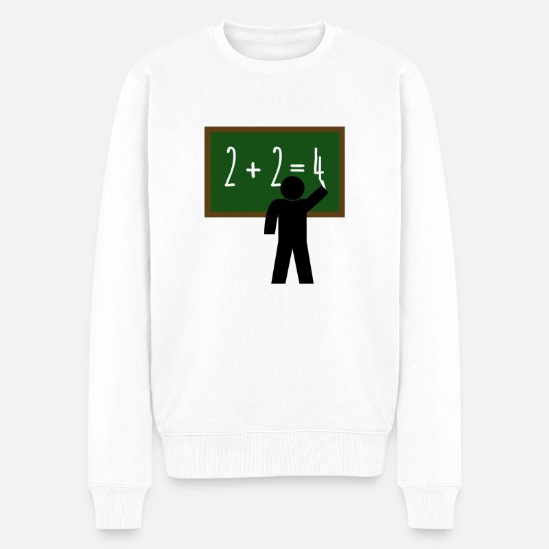 Lehrer Mathe Zahlen Tafel Schule - Männer Premium Bio Pullover - Weiß
