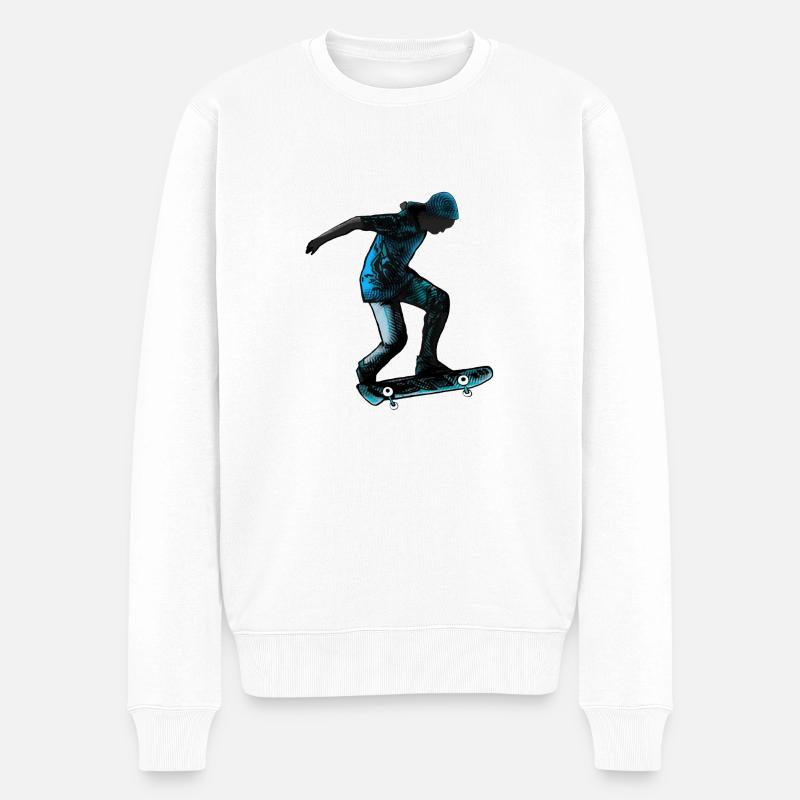 Skateur en bleu - Pull Premium bio Homme - blanc