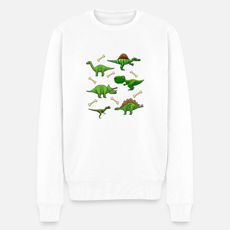 Dinos, Dinos, Dinos! - Männer Premium Bio Pullover - Weiß