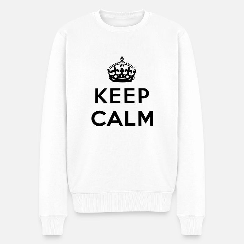 Keep Calm - Männer Premium Bio Pullover - Weiß