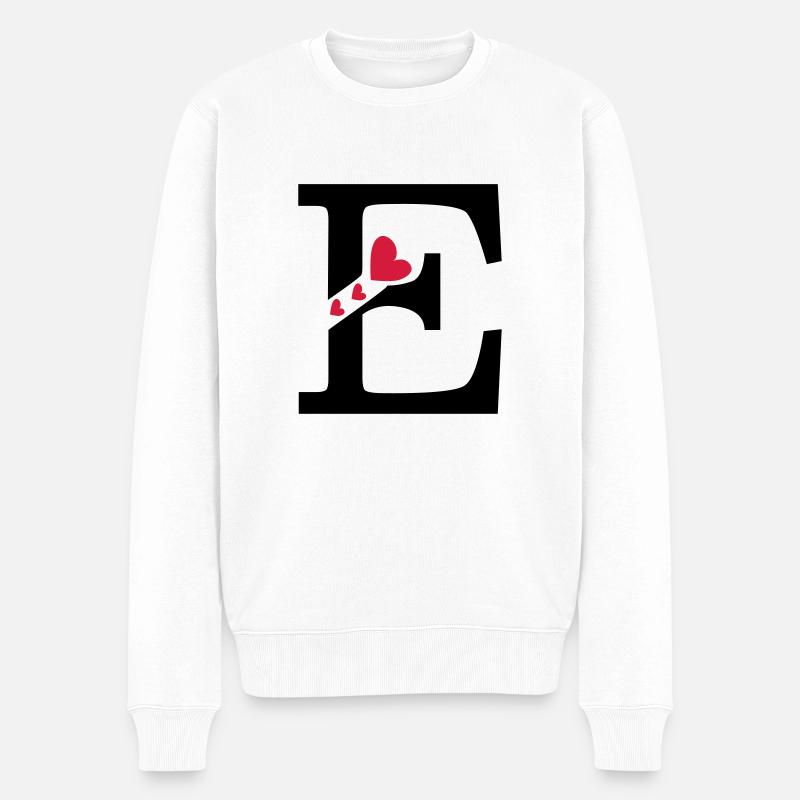 Großbuchstabe E mit Herzen - Männer Premium Bio Pullover - Weiß