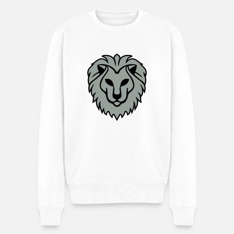 Lion - Männer Premium Bio Pullover - Weiß