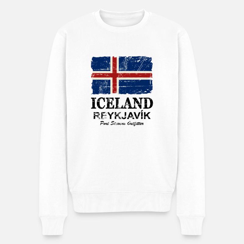 Iceland Vintage Flag - Männer Premium Bio Pullover - Weiß