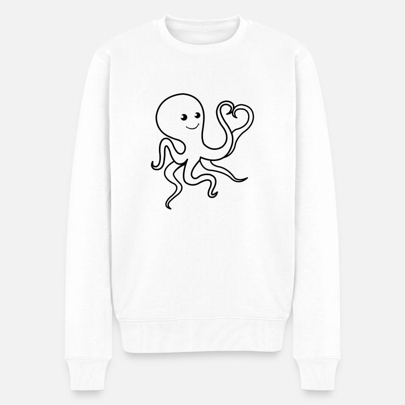 octopus_in_love_01 - Männer Premium Bio Pullover - Weiß