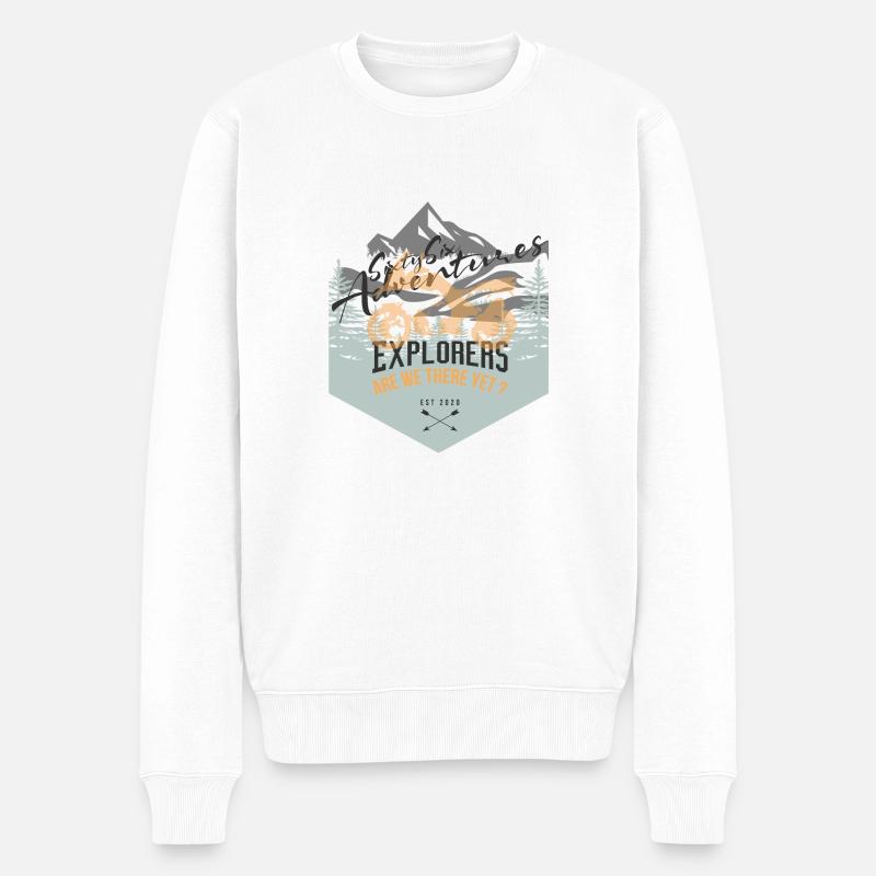 66 Adventures - Explorers Are We There Yet - Männer Premium Bio Pullover - Weiß