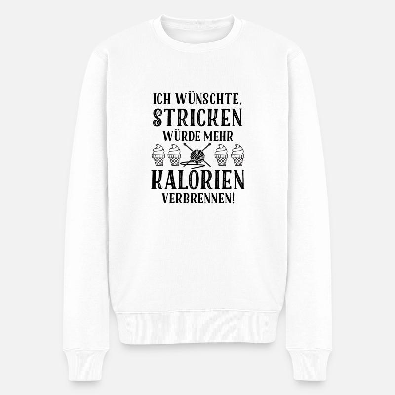 Kalorien stricken - Männer Premium Bio Pullover - Weiß