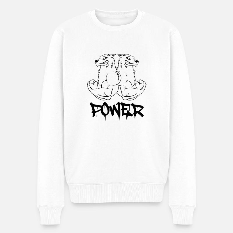 strong_wolfs_power - Pull Premium bio Homme - blanc