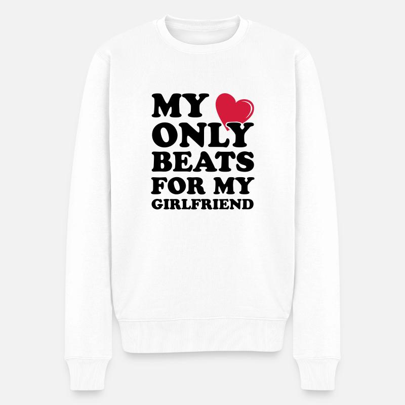 my_heart_beats_for01 - Männer Premium Bio Pullover - Weiß