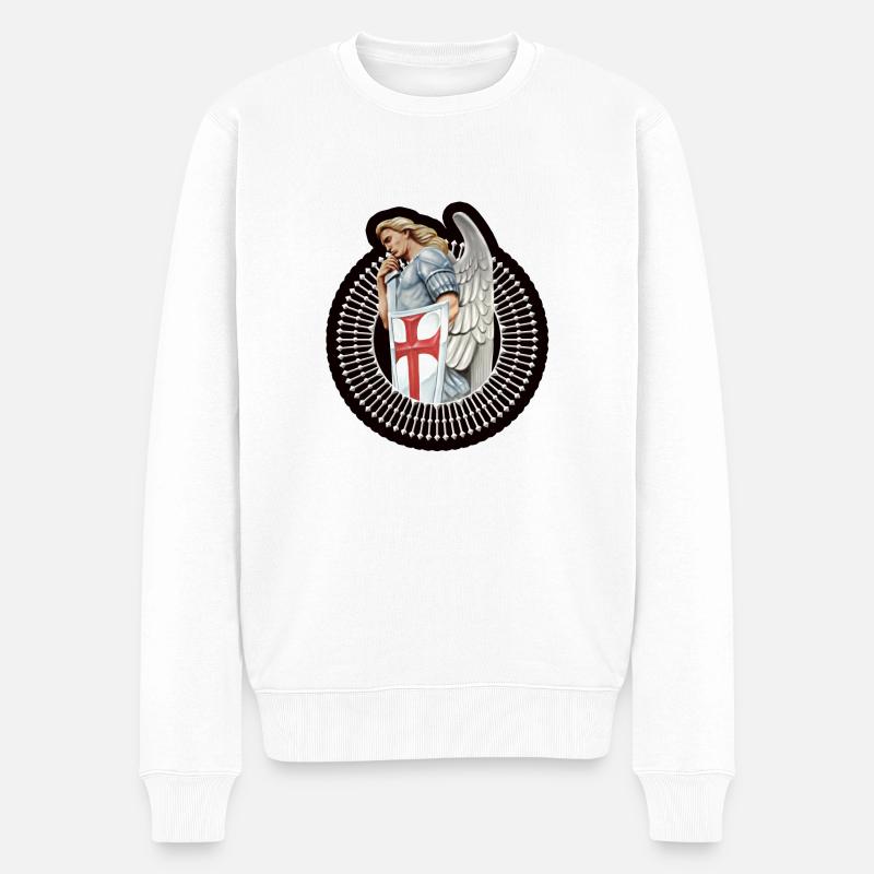 Schutzengel - Männer Premium Bio Pullover - Weiß