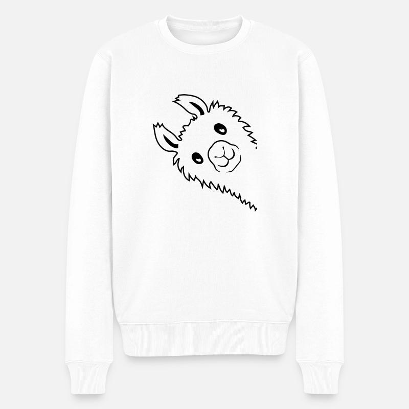 Alpaka guckt seitlich - Männer Premium Bio Pullover - Weiß