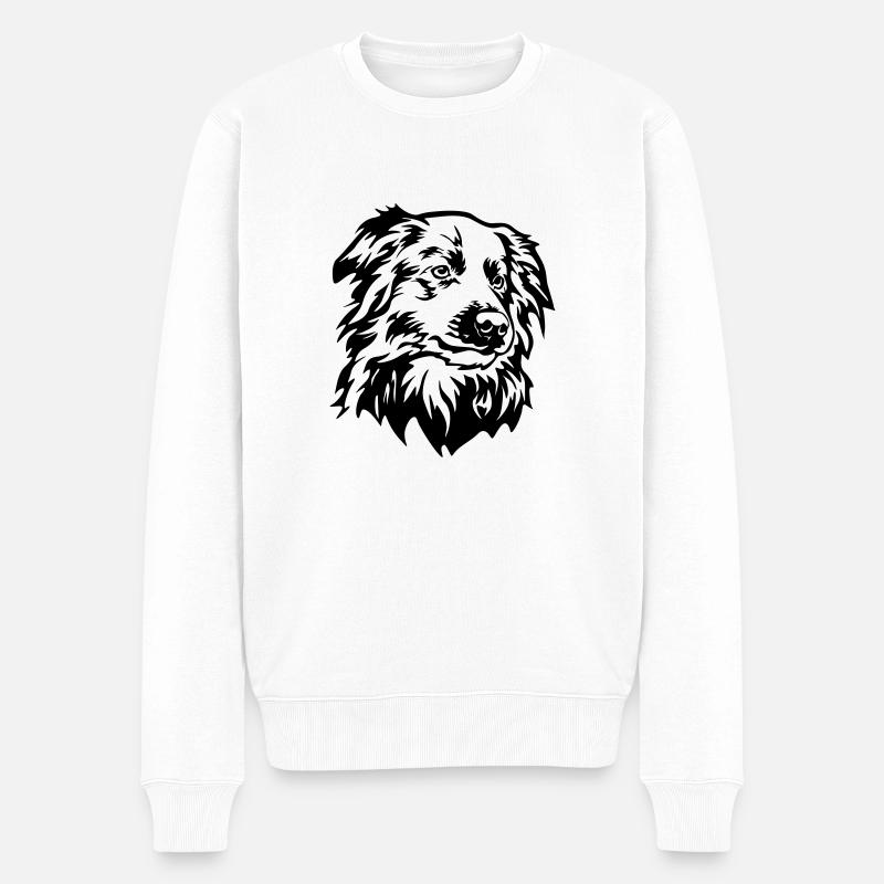 Border Collie Kopf - Männer Premium Bio Pullover - Weiß