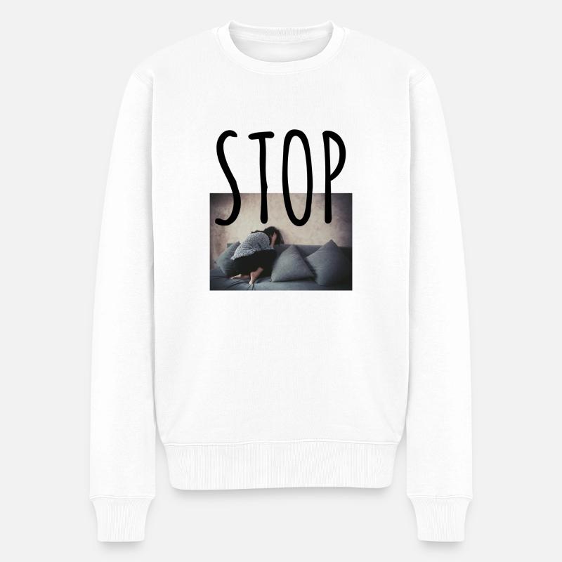 Stop aux violences conjugales,stop aux féminicides - Pull Premium bio Homme - blanc