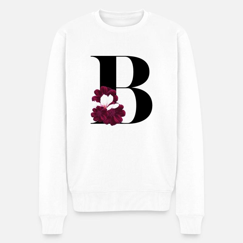 Buchstabe B blühende - Männer Premium Bio Pullover - Weiß