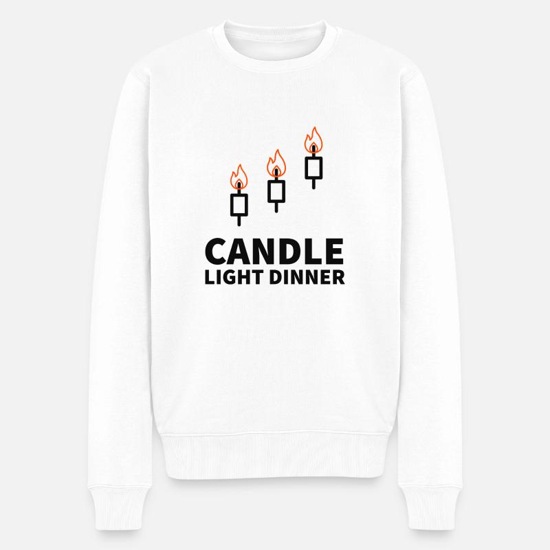 Dîner aux chandelles d’un commerçant - Pull Premium bio Homme - blanc