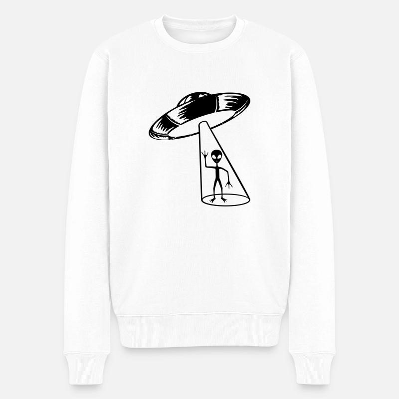 Beam Ufo Alien fait signe - Pull Premium bio Homme - blanc