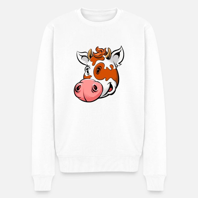 Vache de dessin animé - Pull Premium bio Homme - blanc