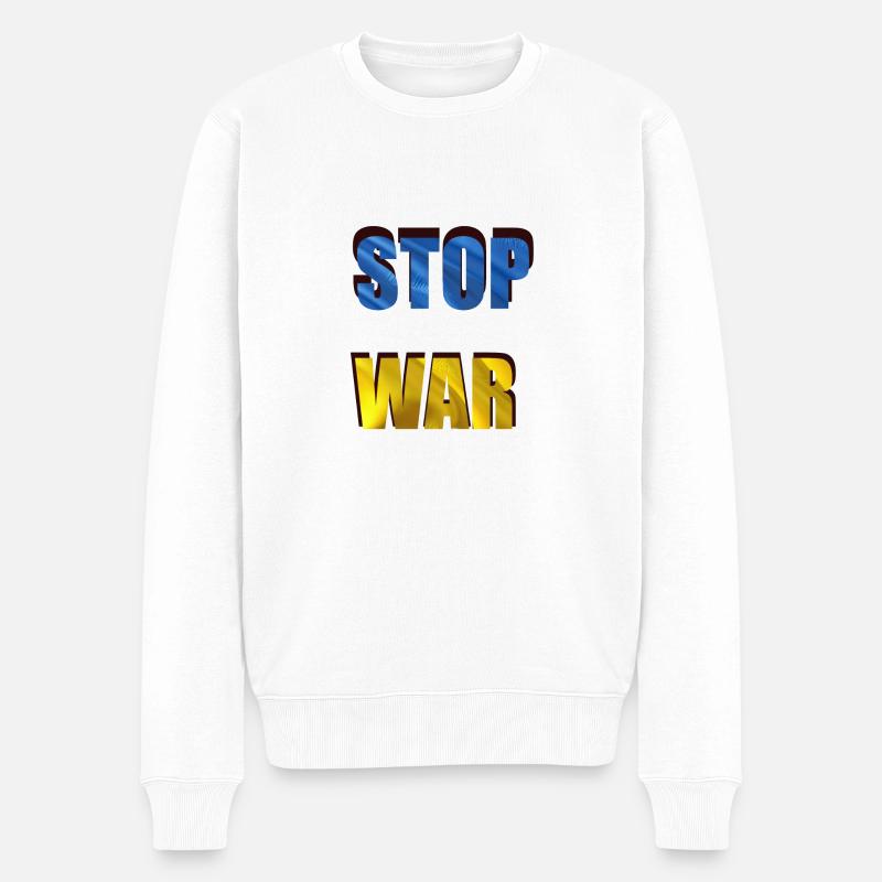 STOP À LA GUERRE - Pull Premium bio Homme - blanc