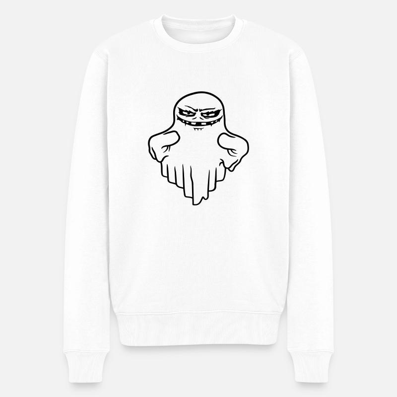 Schwebender Monster Geist Comic - Männer Premium Bio Pullover - Weiß